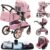 Carrito bebé 3 Piezas, Carro, Carrito bebé 3 en 1, Silla Paseo, Sistema de viaje, Plegable, neumáticos de caucho, Con accesorios, Góndola, Adaptateurs, 25 kg (XX1 Rosa)