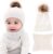 CheChury Niños Sombrero y Bufanda Conjunto Unisex Niños Niñas Invierno Bebe Gorros con Pompon Y Bufanda de Punto Cuello Redondo para 0-24 Meses Niña Niño