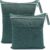 CHEESANHERR Bolsa de Pañales Impermeable，2 Pcs Wetbags de Tela con 2 Cremallera Portátil, Bolsa Muda Bebe, Organizador Reutilizable Lavable Guardería Colegio Viaje Playa Piscina Gym (Verde)