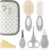 Duffi Baby Set para Cuidado del Bebe Recien Nacido. Juego Cuidado Bebes 6 piezas. Kit de Aseo Estuche con Cremallera Cepillo Pelo Lima Uñas Peine Aspirador Nasal Tijeras Uñas Corta uñas. 1260-11 Gris