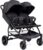 GOPLUS Carrito Bebe Gemelos, Cochecito Doble Plegable con Respaldo y Reposapiés Ajustables, Toldo, Cesta y Cinturón de Seguridad, Silla de Paseo Gemelar Carga 22 kg, Bebés de 0-3 Años (Gris Oscuro)