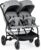 GOPLUS Carrito Bebe Gemelos, Cochecito Doble Plegable con Respaldo y Reposapiés Ajustables, Toldo, Cesta y Cinturón de Seguridad, Silla de Paseo Gemelar Carga 22 kg, Bebés de 0-3 Años (Gris Claro)