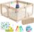 JUPPLIES Parque Infantil Bebe 120x120cm + Alfombra Bebe + 50 Bolas + Agarraderas + Bolsas de Transporte – Corralito Bebe con Malla Transpirable – Parque de Juegos Bebe – Playpen Bebe – (Beige)