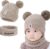 KASESSS Gorro Bebe Recien Nacido Bufanda Set, Gorro Bebe Invierno, Conjunto Calentar Cómodo Niño Niña, Suave Toddler Beanie, Linda Doble Pompón Gorro de Punto para Bebé Recién Nacidos 0-24 Meses