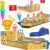 KIDIZ® arenero niños Ahoi, Barco Pirata, Barco de Vela de Madera, Incluye Cubierta, Cubierta de Suelo, Banco, asta de Bandera, Azul