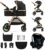 Kinderkraft ESME Silla de Coche 3 en 1 Set, con Portabebés Mink PRO I-Size, Sistema de Viaje, Cochecito para Bebé, Cochecito, Plegable, para Recién Nacido hasta 4 Años, Negro