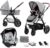 Kinderkraft MOOV carrito bebé 3 piezas, silla coche MINK PRO I-Size incluso, carro 3 en 1, silla paseo, sistema de viaje, plegable, con accesorios, góndola, adaptateurs, 22 kg, gris