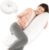 Lannvan Cojin Lactancia Bebe y Almohada Embarazada XXL – Cojín de Lactancia Embarazo – Almohada Lactancia para Dormir y Alimentar con Funda de Terciopelo Extraíble y Lavable – Blanco