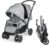 LIFEZEAL Carrito Gemelar, Silla de Paseo Doble Plegable para Gemelos, Cochecito de Viaje de 2 Plazas para Bebé con Ajuste de 3 Posiciones, Capacidad de carga 15+15 KG (Gris)