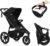 LIONELO AZURA Cochecito de Bebé para Correr desde 6 meses a 22 kg Carro Bebe Triciclo para Correr Respaldo Ajustable Posición Reclinada Ruedas Grandes Inflables Suspensión Completa Capota XXL (Black)