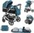 Lnhcrbs Cochecito Bebe 3 Piezas,el Chasis Delsilla de Paseo Ligera es de Aluminio, Ruedas de Pu, Silla de Paseo Reversible, Cubierta Para la Lluvia, Mosquitera, Apto Para 0-48 Meses, 22kg, Azul