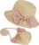 MengH-SHOP Sombrero de Paja Niña Gorra de Sol Chica y Bolsillo Set con Decoracion de Inclinarse Gorro de Playa Niñas Transpirable para Viaje Beach Piscina al Aire Libre