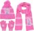 Niños Bufanda Gorro y Guantes ice&snow 3 piezas lindo Otoño Invierno Niñas Conjunto cálido Rosa Gorro de Punto Dibujos animados Punto para Bebés Traje al aire libre Regalos Niñas