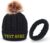 OXYEFEI Gorro Bebe Invierno, Personalizado Nombre Conjunto de Bufanda y Gorro de Punto,Color Puro Sombrero de Pompón para Niñas y Niños 3-5 Años