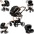 Sianldcone Cuero PU Carrito Bebe 3 en 1, Tejidos de Primera Calidad Carro Bebe 3 Piezas, Empuje Bidireccional Carros Para Bebes, Visión Abierta Silla Paseo Reversible (518 Black)