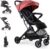 Silla de Paseo Interbaby | Carrito Bebe desde Nacimiento hasta 48 meses o 22 kg | Botón Plegado rápido, Amortiguadores, Capota XXL Intercambiable, Cochecito bebe Minimum Plus Space Roja