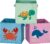 SONGMICS Caja organizadora Tela, Caja almacenaje Infantil, Juego de 3, Organizadora Juguete, Plegables con Asas, para habitación de niños, 30 x 30 x 30 cm, Tema del mar, Azul, Verde y Rosa RFB701Y03