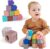 SUPERBE BEBE Juegos Montessori para bebés y niños de más de 6 Meses – Juguetes de Silicona para niños de 1, 2 y 3 años – 12 Cubos sensoriales para Aprendizaje y dentición bebés