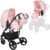 TORAL Carrito Bebe 2 en 1 – Cochecito Bebe Convertible y Versátil con Accesorios, Carro Bebe 2 Piezas, Elegante y Práctico Coche para Bebé, Ideal para Viajes y Paseos Urbanos. Modelo Corinto Rosa