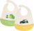 Vicloon Baberos de Alimentación para Bebés, 2Pcs Baberos de Silicona con Recolector Alimentos, Impermeables/Suave Ajustable/Fácil de Limpiar, Baberos para Bebes Unisex, Coche y Rana