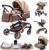 YAZOCO carrito bebe 3 en 1, Cochecito de Bebé Combinado Compacto Todoterreno Lujoso Paisaje Alto Cuatro Veces 0-36 Kg Sillas de paseo BastóN Plegable Accesorios CóModos (3 Kaqi)