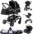 YAZOCO carrito bebe 3 en 1 Cochecito de Bebé Combinado Compacto Todoterreno Lujoso Paisaje Alto Cuatro Veces 0-36 Kg Sillas de paseo BastóN Plegable Accesorios CóModos (3 Negro)