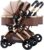 YCKEGEW Cochecito Doble para Bebés Y Niños Pequeños, Cochecito Doble Asiento Desmontable Cochecito Gemelar Side To Side Pushchair, Cochecito De Bebé Gemelar Fácilmente Plegable (Color : Khaki)